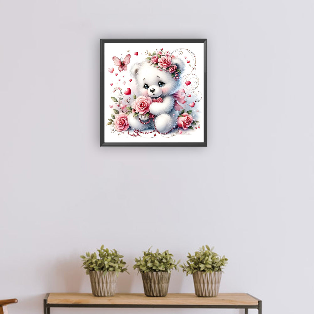 Bear And Rose - Full Round Drill Diamond Painting 30*30CM