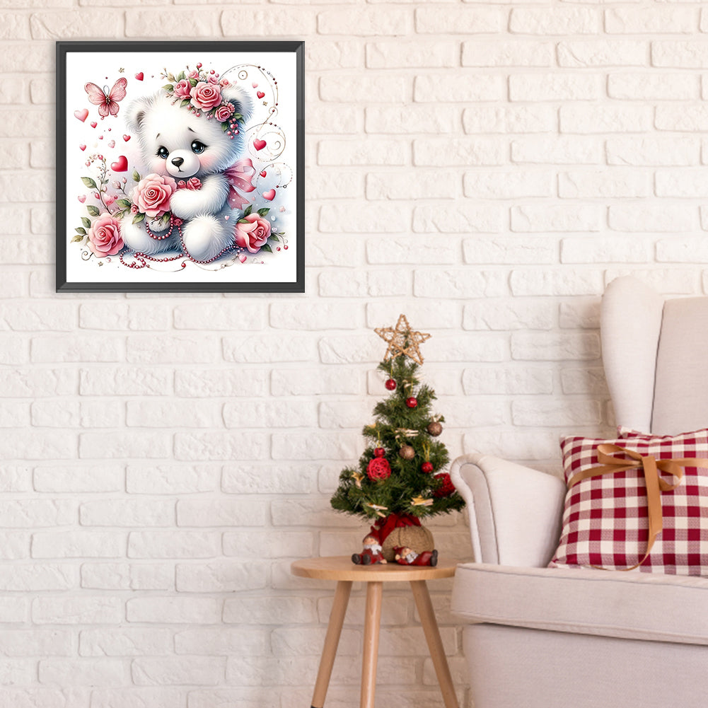 Bear And Rose - Full Round Drill Diamond Painting 30*30CM
