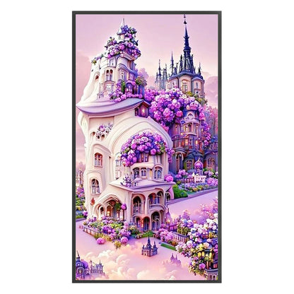 Purple Flower Castle - 11CT Stamped Cross Stitch 40*70CM