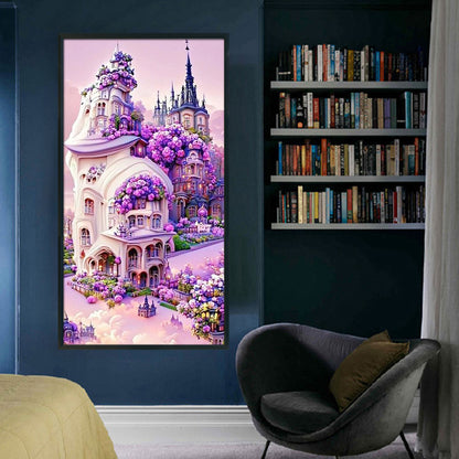 Purple Flower Castle - 11CT Stamped Cross Stitch 40*70CM