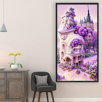 Purple Flower Castle - 11CT Stamped Cross Stitch 40*70CM