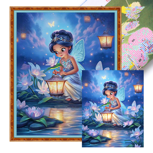 Lantern Butterfly Girl - 11CT Stamped Cross Stitch 50*60CM