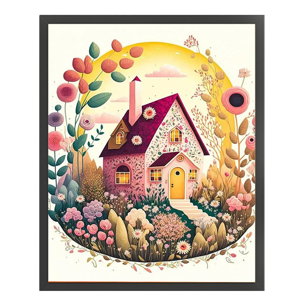 Flower House - 16CT Stamped Cross Stitch 40*50CM