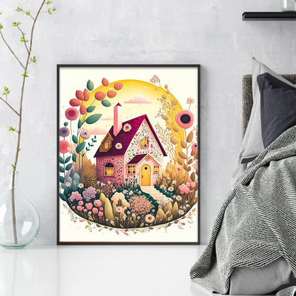 Flower House - 16CT Stamped Cross Stitch 40*50CM