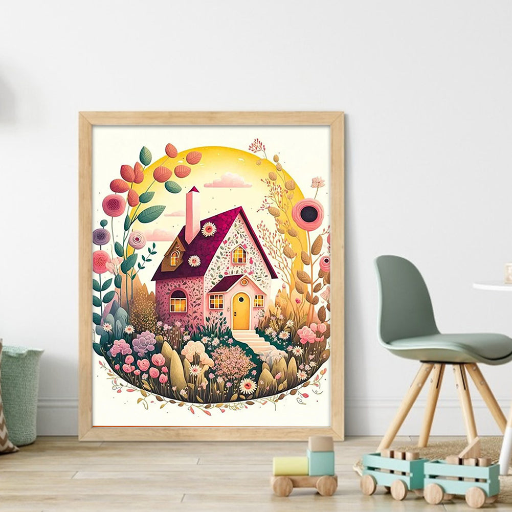 Flower House - 16CT Stamped Cross Stitch 40*50CM