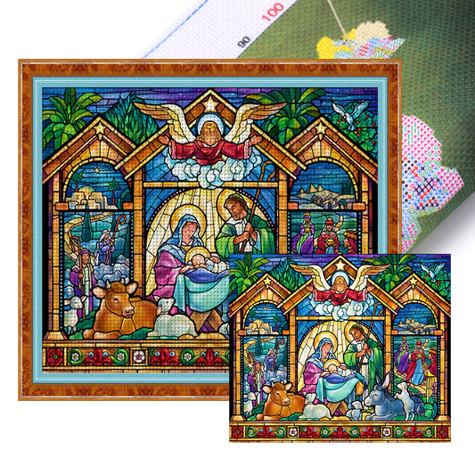 Glass Painting-Priests And Mothers - 11CT Stamped Cross Stitch 60*55CM