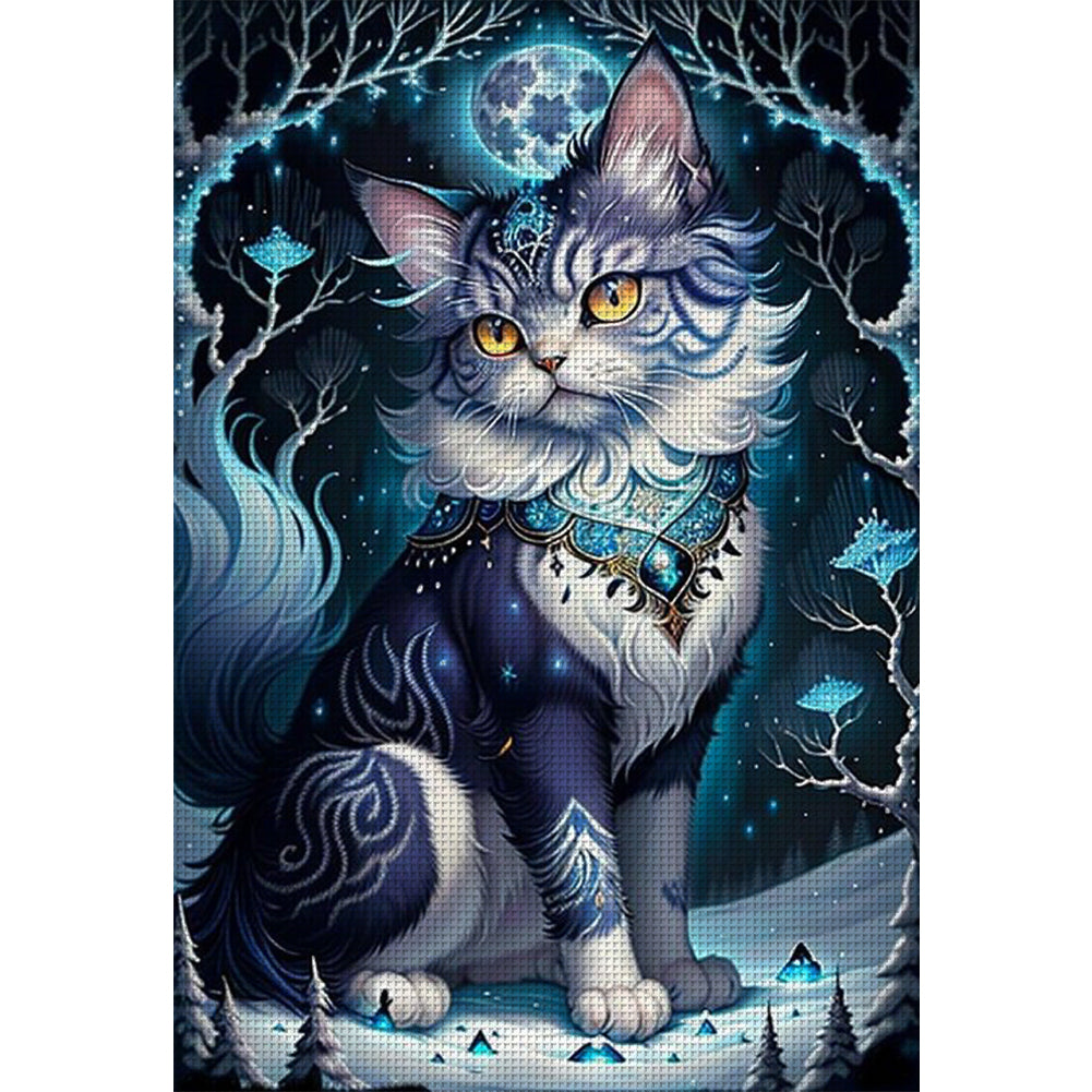 Cat Under The Moon - 18CT Stamped Cross Stitch 35*50CM