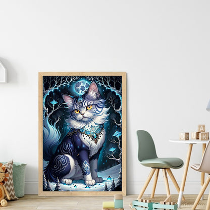 Cat Under The Moon - 18CT Stamped Cross Stitch 35*50CM