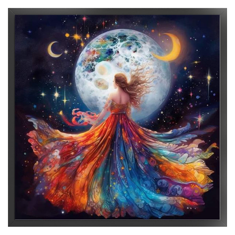 Beauty Under The Moon - 18CT Stamped Cross Stitch 40*40CM