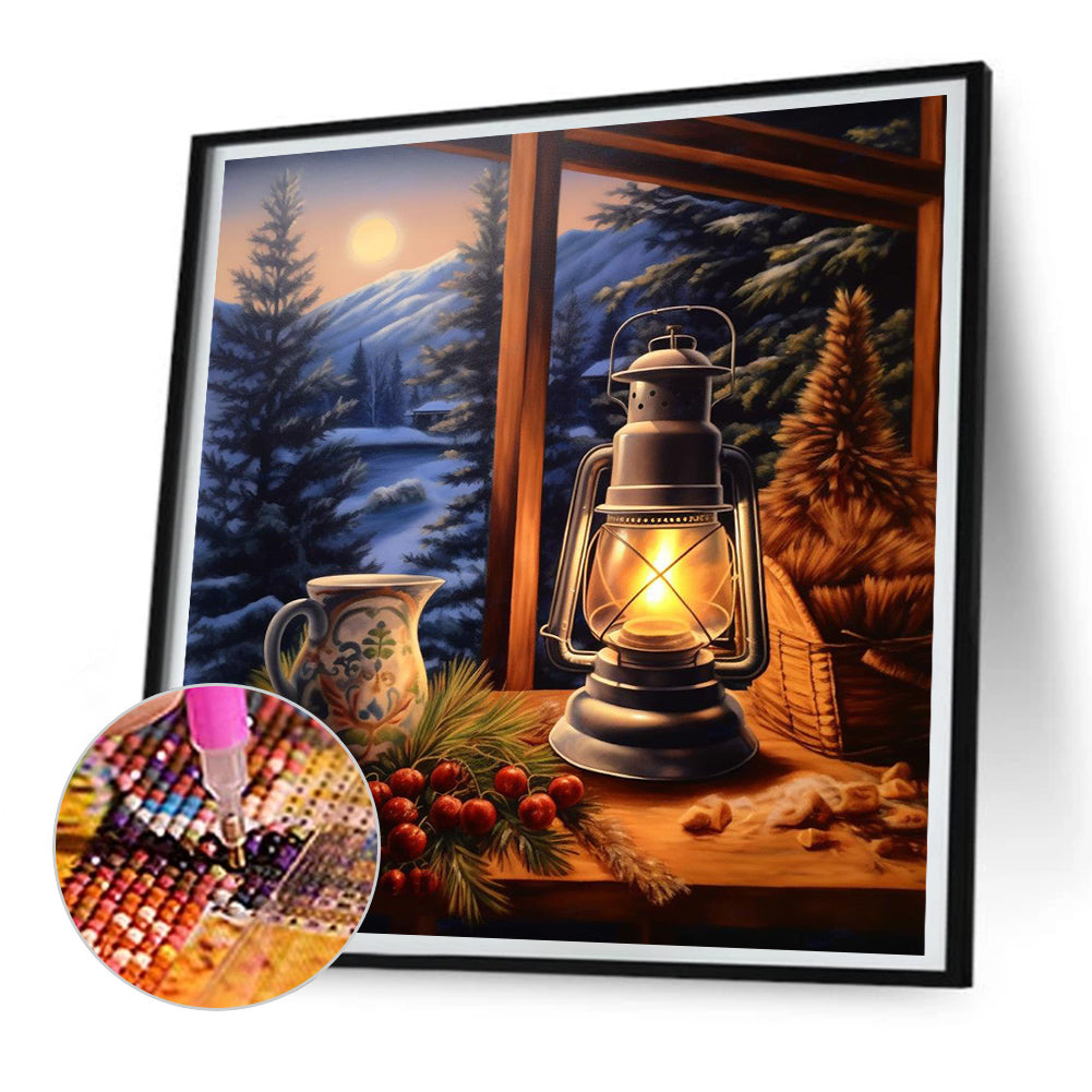 Warm Oil Lamp - Full Round Drill Diamond Painting 30*30CM