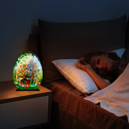 Wooden Easter Egg Rabbit Special Shaped Diamond Painting Lamp for Adult Kids