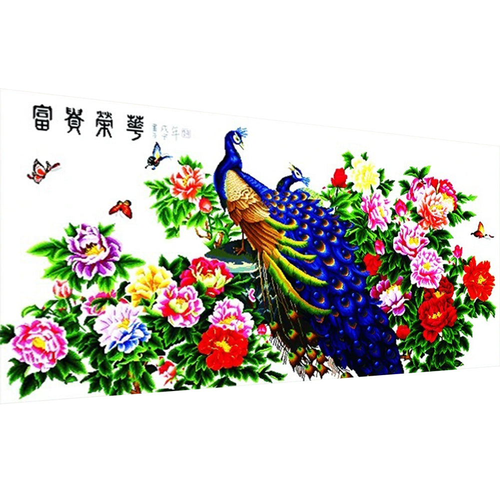 Wealth And Prosperity (Peacock Version) - 14CT Stamped Cross Stitch 136*71CM(Joy Sunday)