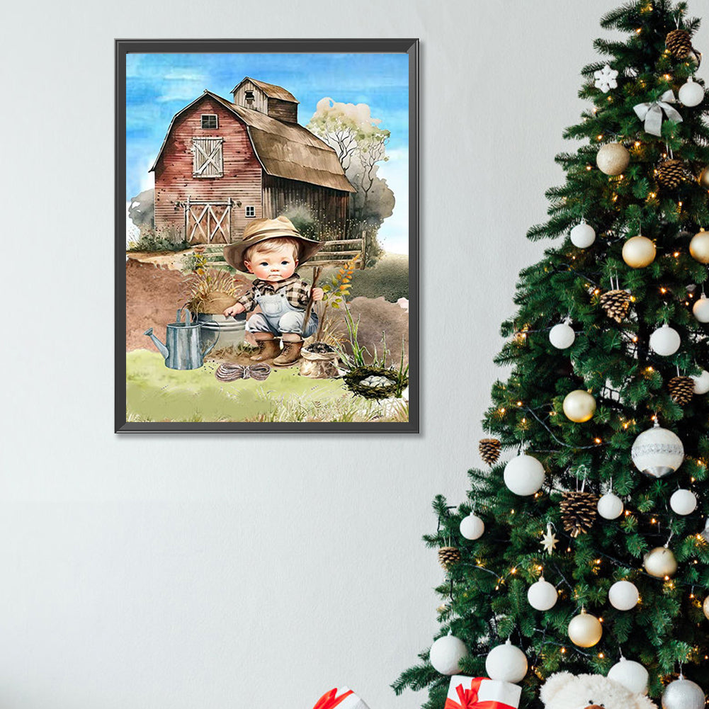 Country Cowboy Kid - Full Square Drill Diamond Painting 30*40CM