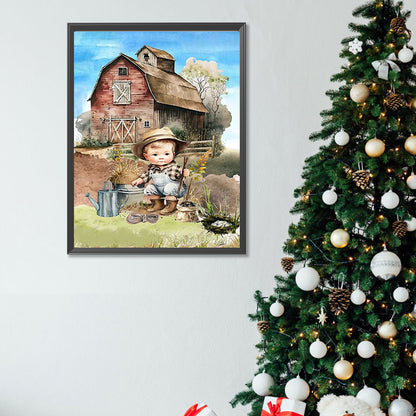 Country Cowboy Kid - Full Square Drill Diamond Painting 30*40CM