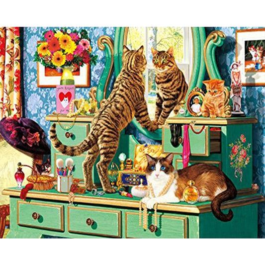 Dresser Cat - Full Square Drill Diamond Painting 50*40CM