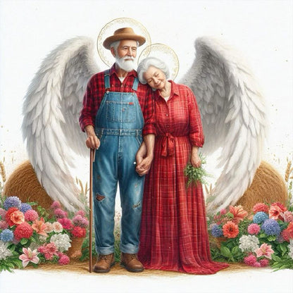 Angel Old Couple - Full Square Drill Diamond Painting 45*45CM