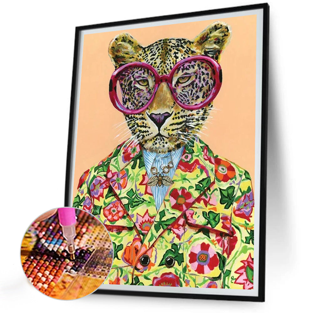 Anthropomorphic Leopard - Full Round Drill Diamond Painting 30*40CM