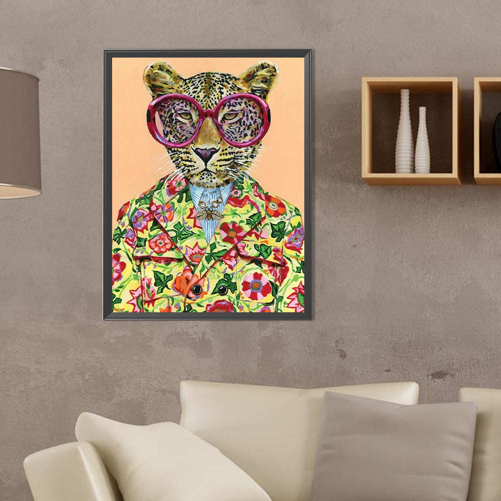 Anthropomorphic Leopard - Full Round Drill Diamond Painting 30*40CM