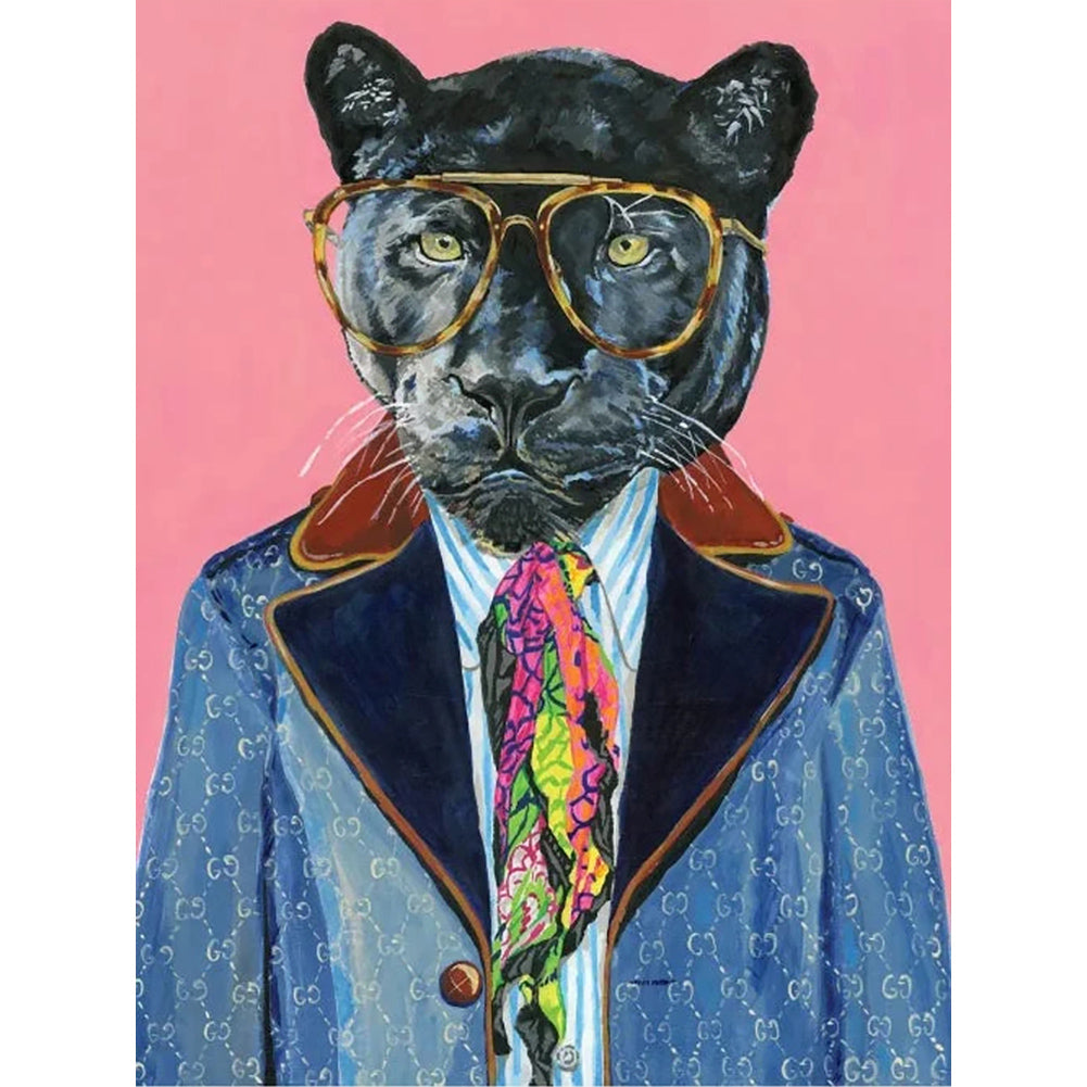 Anthropomorphic Black Panther - Full Round Drill Diamond Painting 30*40CM