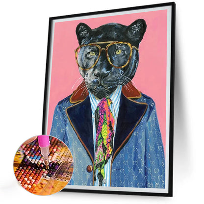 Anthropomorphic Black Panther - Full Round Drill Diamond Painting 30*40CM