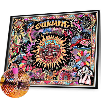 Abstract Sun Illustration - Full Round Drill Diamond Painting 80*60CM