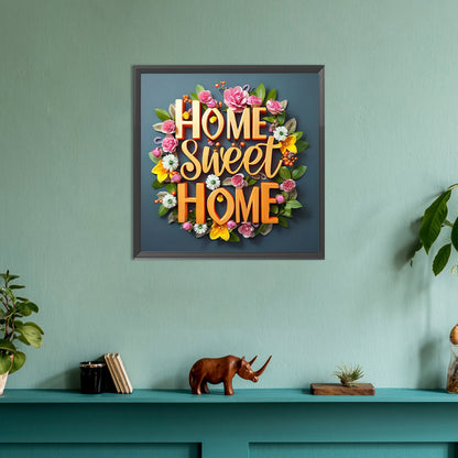 Sweet Family Calligraphy And Painting - Full Round Drill Diamond Painting 30*30CM