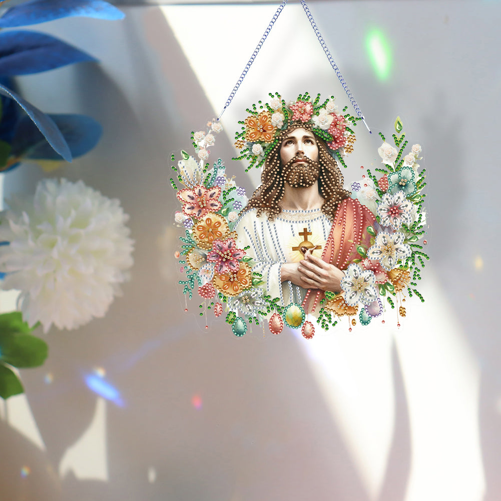 Acrylic Jesus Easter Egg Single-Sided 5D DIY Diamond Painting Hanging Pendant