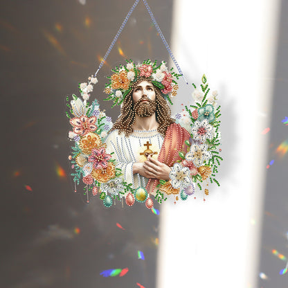 Acrylic Jesus Easter Egg Single-Sided 5D DIY Diamond Painting Hanging Pendant