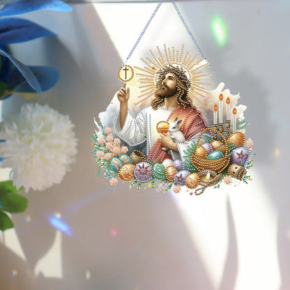 Acrylic Jesus Easter Egg Single-Sided 5D DIY Diamond Painting Hanging Pendant