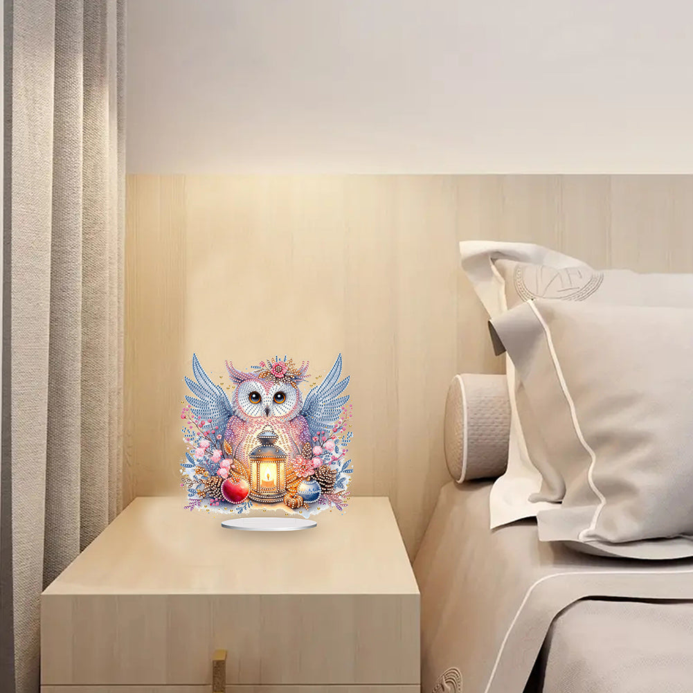 Acrylic Owl Diamond Painting Tabletop Ornament for Home Office Desktop Decor