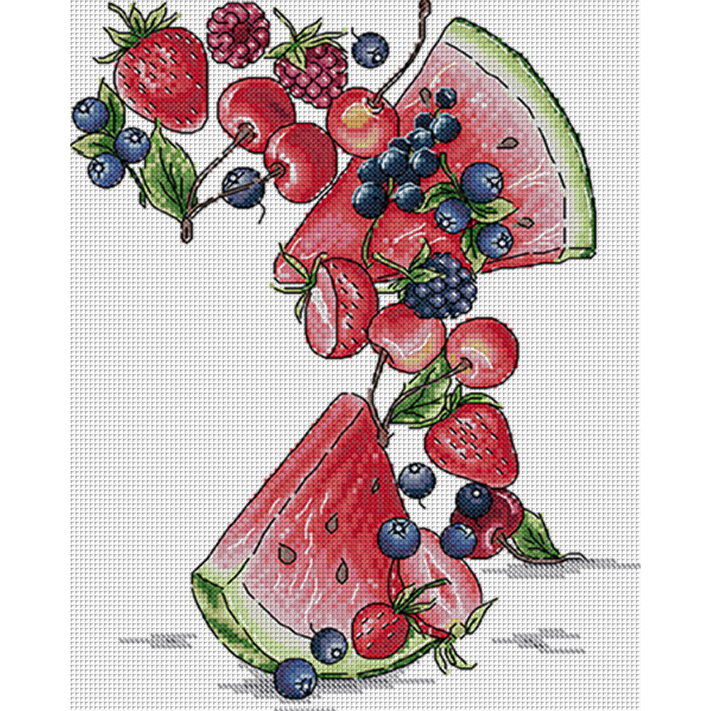 Fruit Nine - 14CT Stamped Cross Stitch 27*33CM(Joy Sunday)