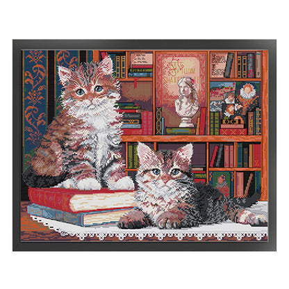 Knowledgeable Cat - 14CT Stamped Cross Stitch 49*38CM(Joy Sunday)