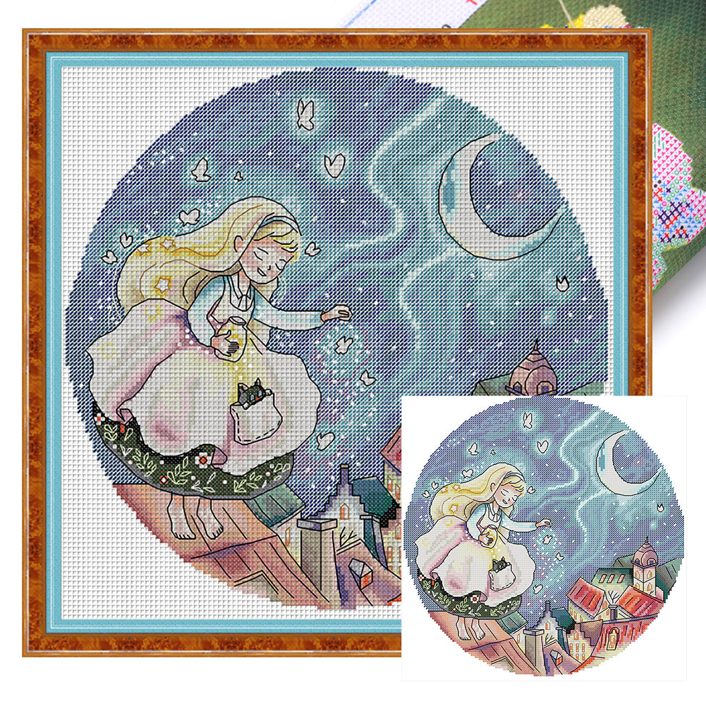 Night Elf - 14CT Stamped Cross Stitch 33*33CM(Joy Sunday)