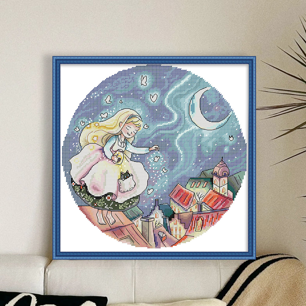 Night Elf - 14CT Stamped Cross Stitch 33*33CM(Joy Sunday)