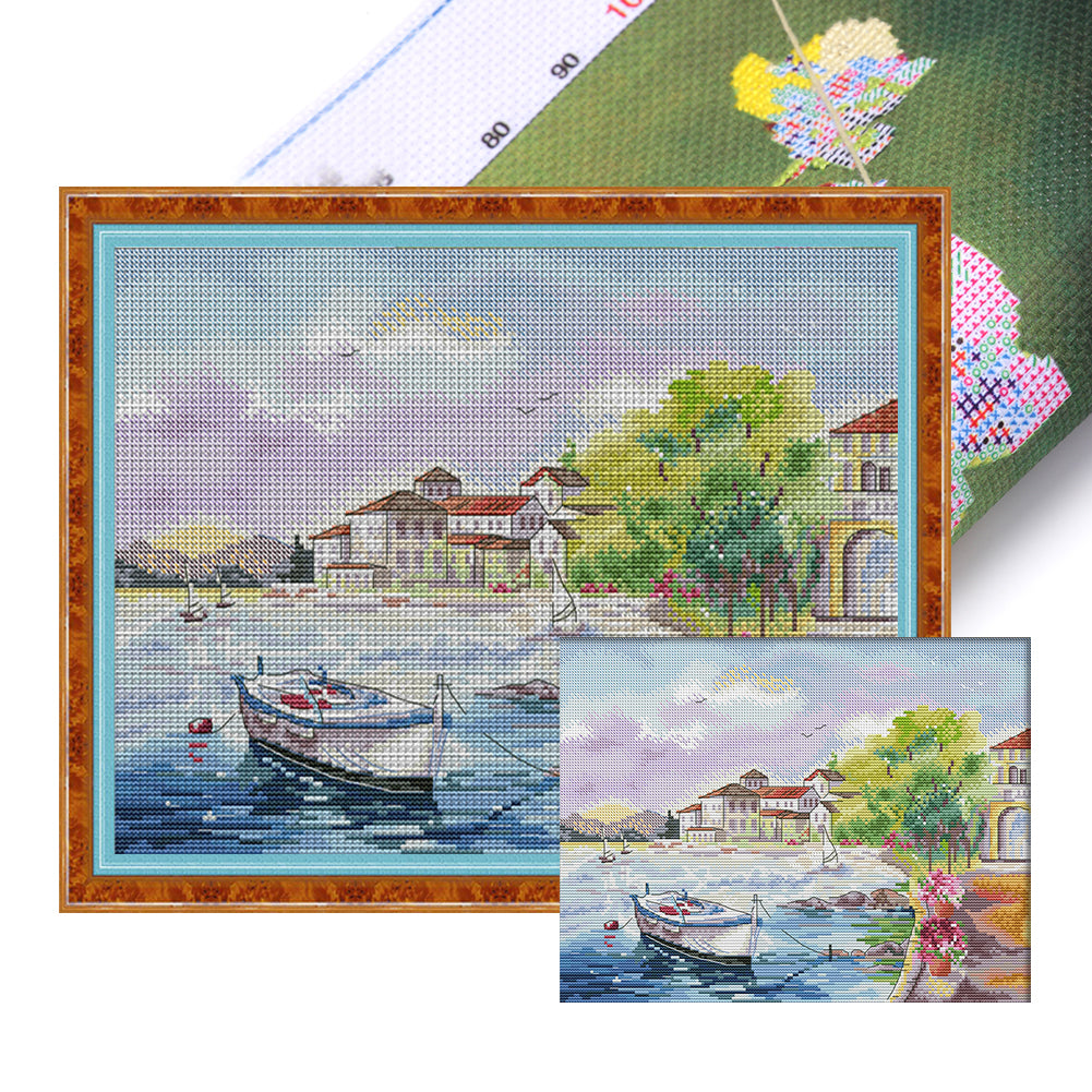 Seaside Six - 14CT Stamped Cross Stitch 38*30CM(Joy Sunday)