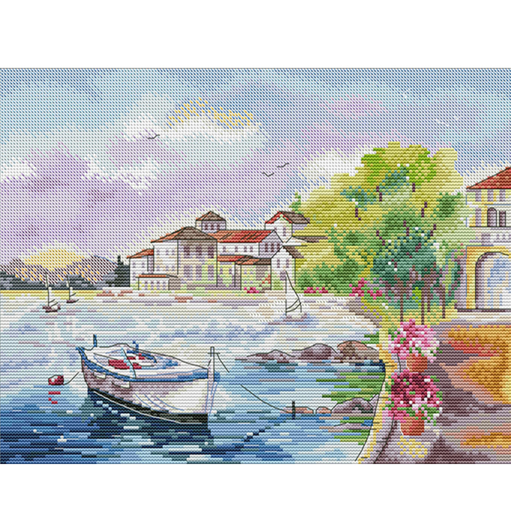 Seaside Six - 14CT Stamped Cross Stitch 38*30CM(Joy Sunday)