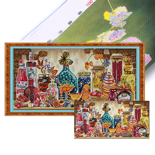 Wine - 14CT Stamped Cross Stitch 77*36CM(Joy Sunday)