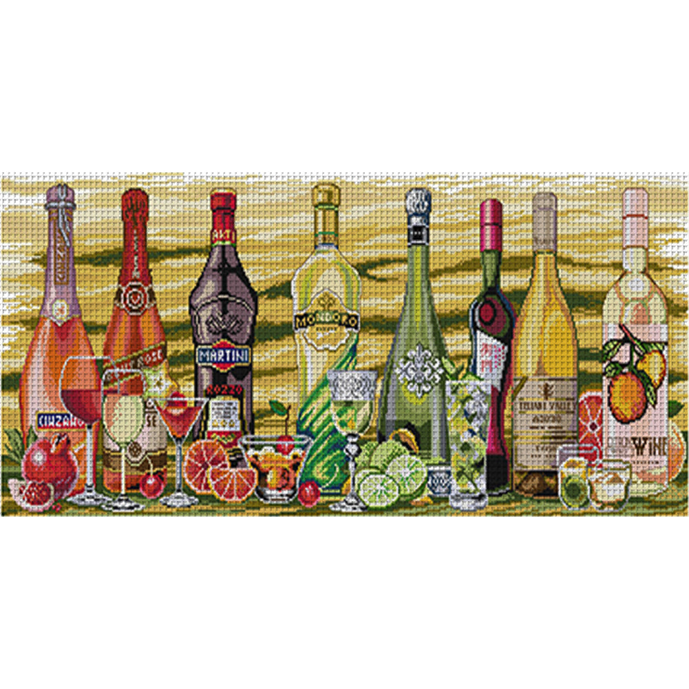 Wine - 14CT Stamped Cross Stitch 77*36CM(Joy Sunday)