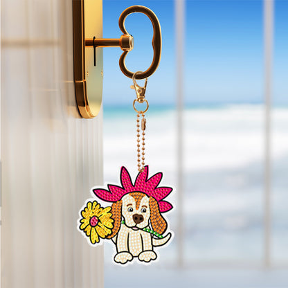 15PCS Double Sided Diamond Painting Keychain for Beginners (Cartoon Animals)