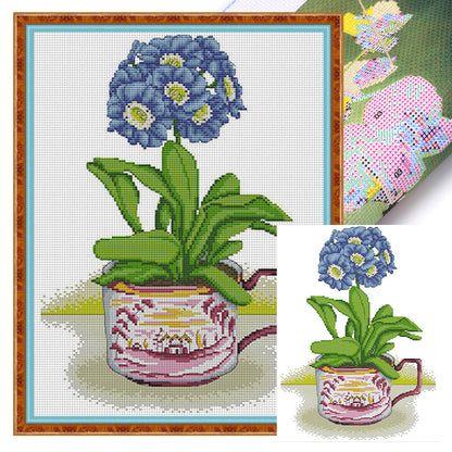 Hydrangeas In A Cup Of Joy - 14CT Stamped Cross Stitch 29*40CM(Joy Sunday)