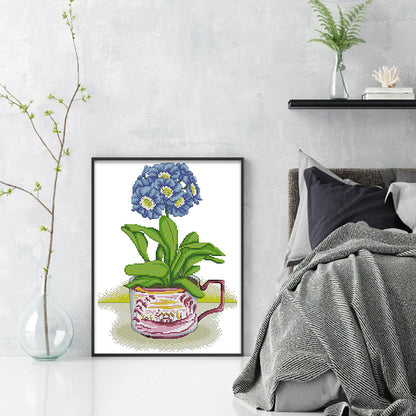 Hydrangeas In A Cup Of Joy - 14CT Stamped Cross Stitch 29*40CM(Joy Sunday)