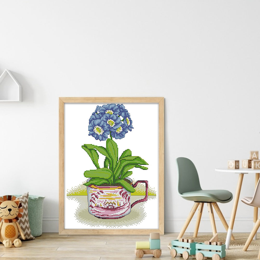 Hydrangeas In A Cup Of Joy - 14CT Stamped Cross Stitch 29*40CM(Joy Sunday)