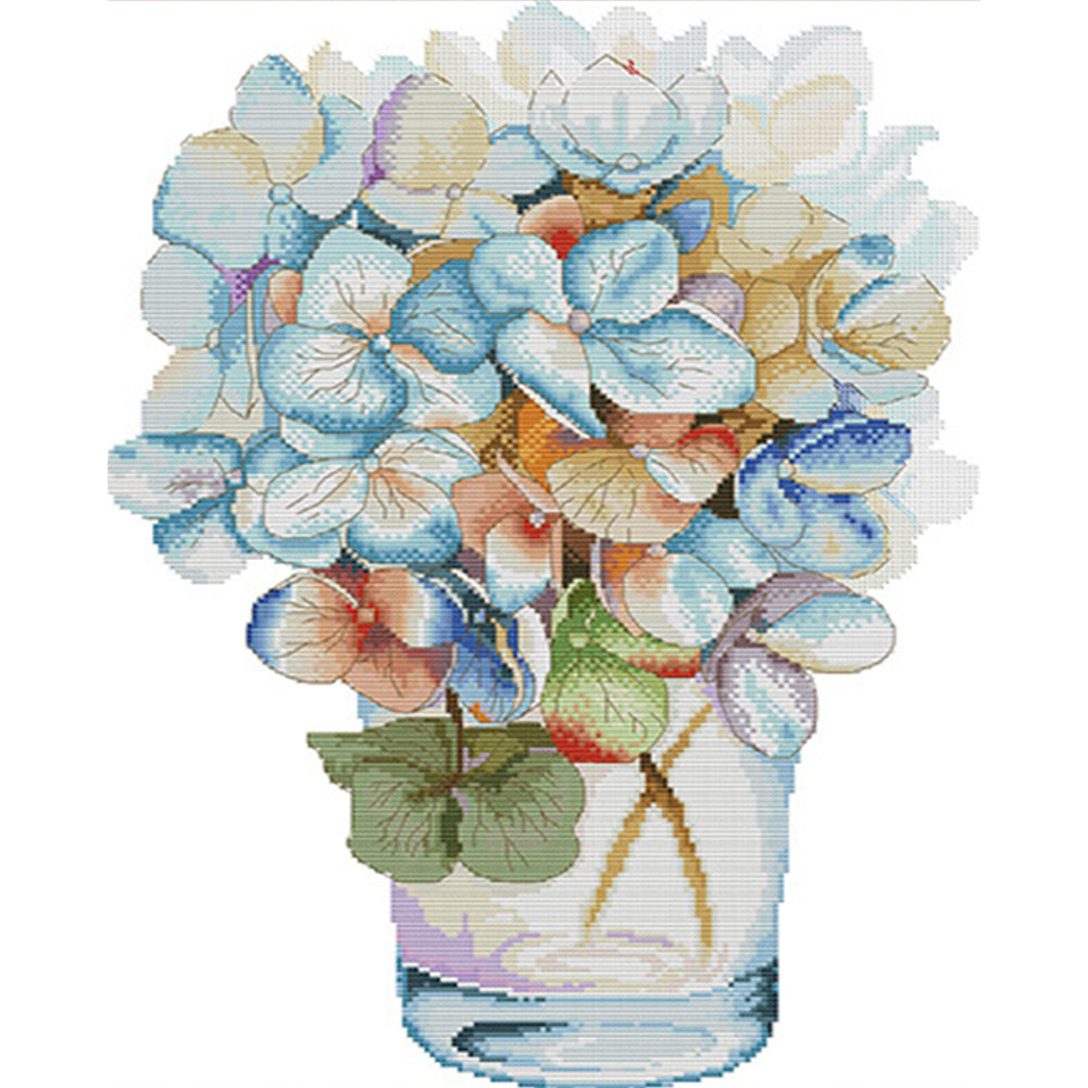 Watercolor Hydrangea - 14CT Stamped Cross Stitch 36*48CM(Joy Sunday)