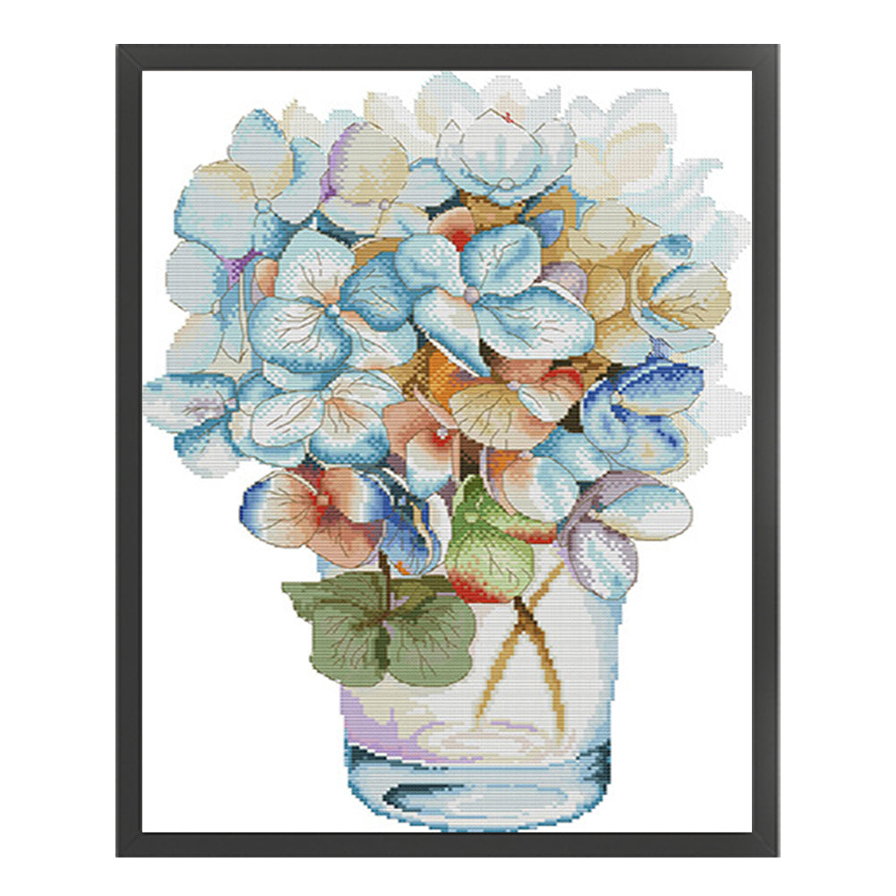 Watercolor Hydrangea - 14CT Stamped Cross Stitch 36*48CM(Joy Sunday)