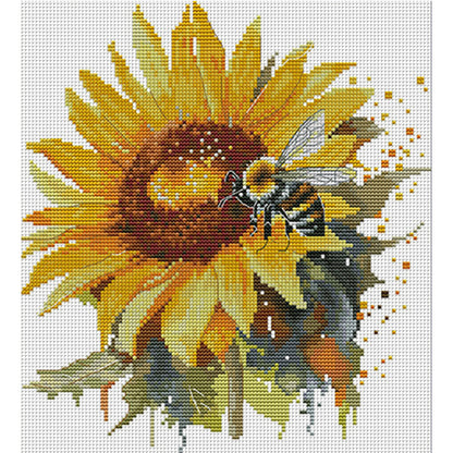 Sunflowers And Bees - 14CT Stamped Cross Stitch 28*30CM(Joy Sunday)