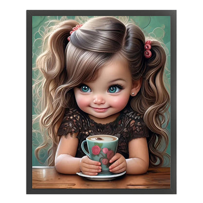 Black Hair Little Girl - 14CT Stamped Cross Stitch 40*50CM