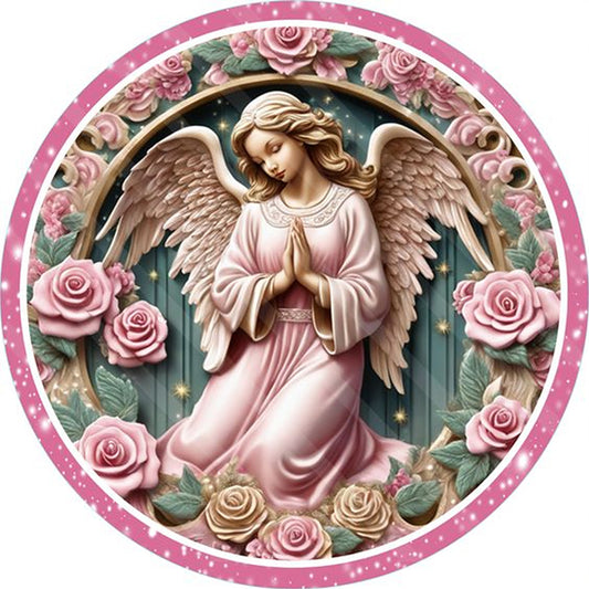 Pink Flower Angel - Full Round Drill Diamond Painting 30*30CM