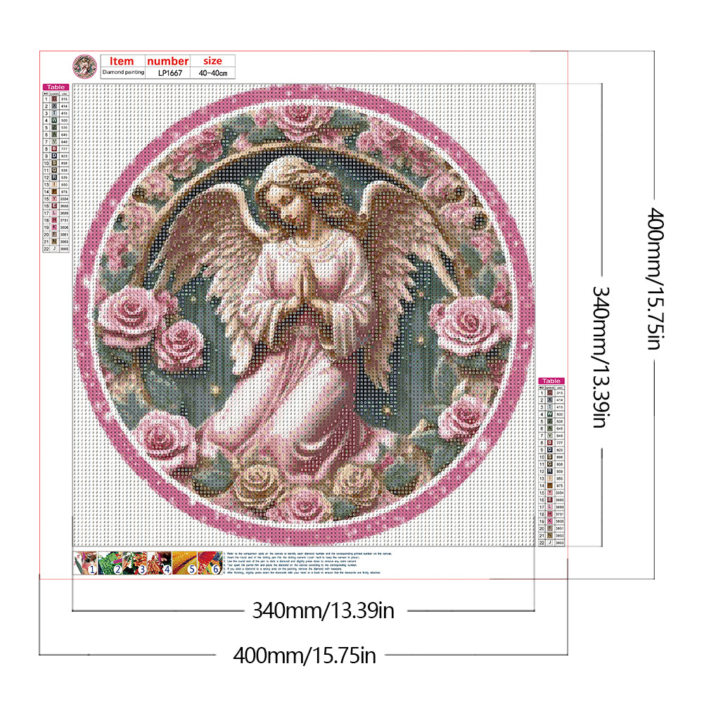 Pink Flower Angel - Full Round Drill Diamond Painting 30*30CM