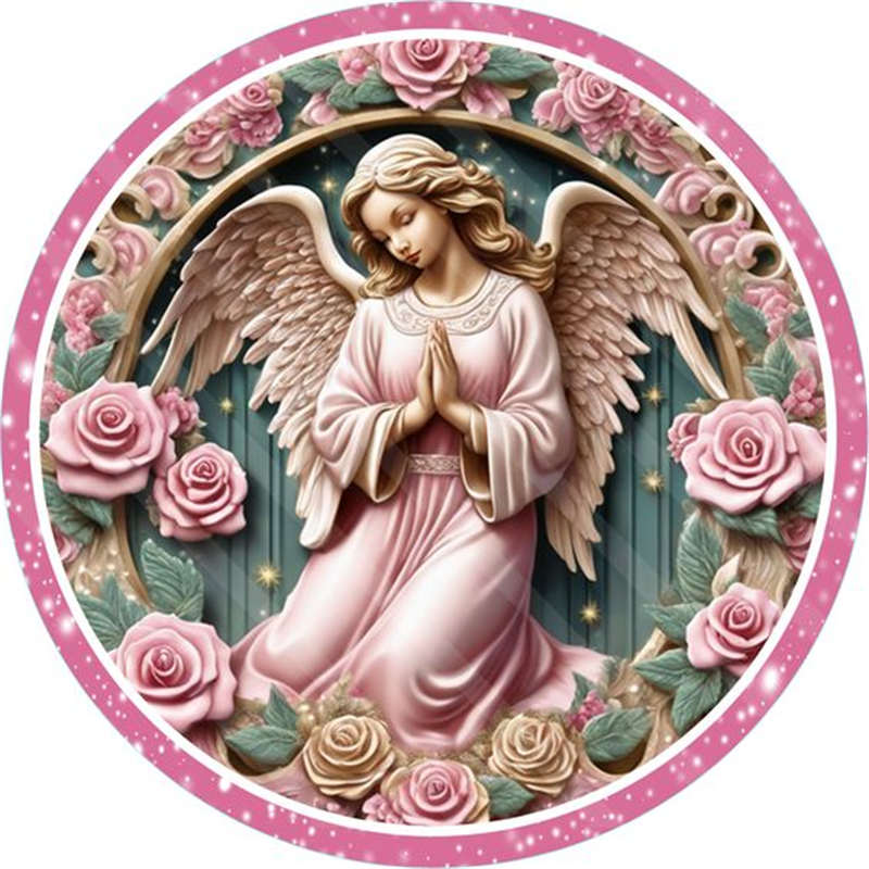 Pink Flower Angel - Full Round Drill Diamond Painting 30*30CM