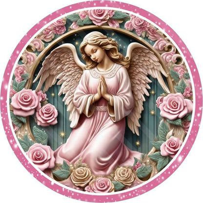 Pink Flower Angel - Full Round Drill Diamond Painting 30*30CM